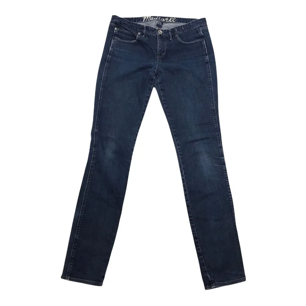 Madewell Skinny Jeans Low Rise Dark Wash Blue Denim Stretch 29 x 34 Act 32 x 33 - Picture 2 of 10